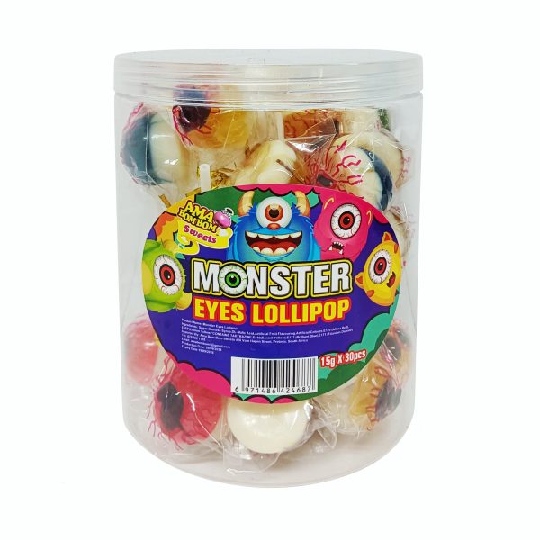 FANCY POPS JAR MONSTER EYES LOLIPOP 20X30's